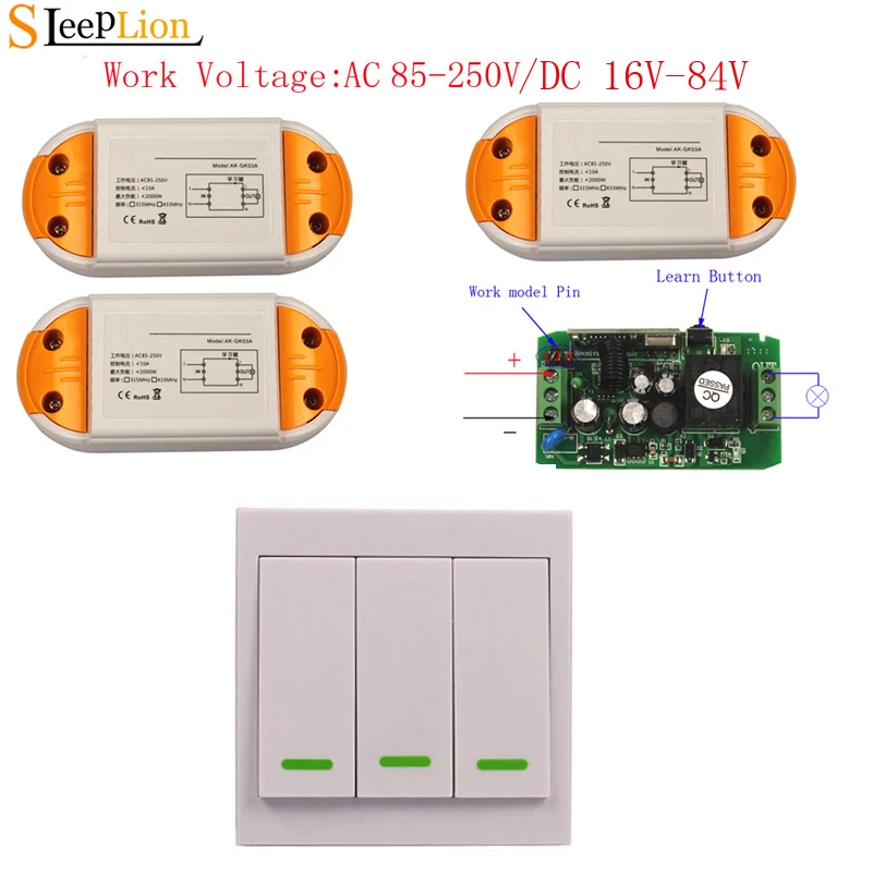 Sleeplion 110V 220V Беспроводной настенный выключатель Панель дистанционного Управление