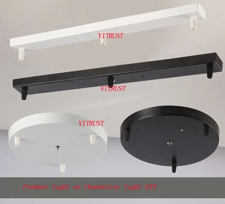 Iron ceiling plate pendant Chandeliers Lamp Base Rectangular DIY Lamp Accessories For Rope Pendant Light Base White/Black