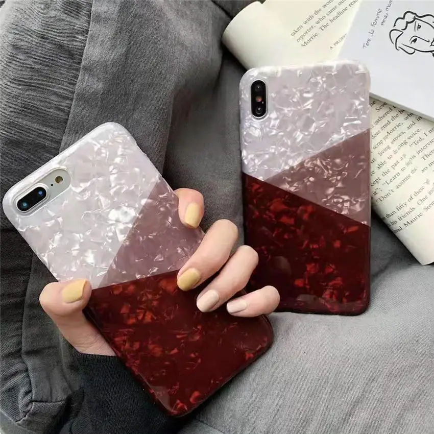 For iPhone XR XS MAX 8 7 6s Plus Back Phone Cases Full Cover Texture Triangle Geometric Splice Diamond Shell Pattern Fundas Capa