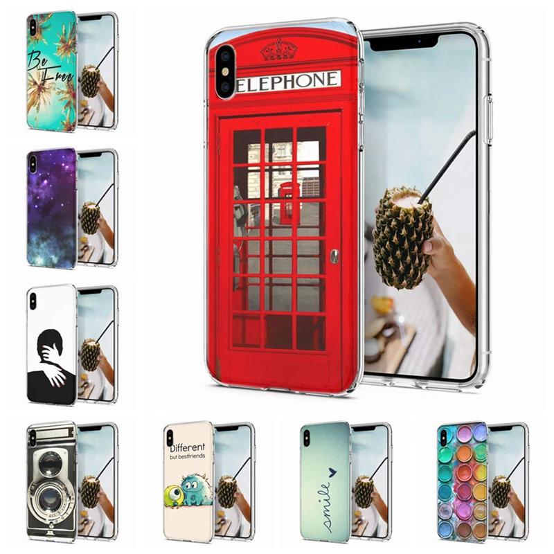 Soft Phone Case For iPhone X XS XR Covers TPU Colorful Landscape Sky Man Pattern Fundas iPhone6 7 8 Max M057 |