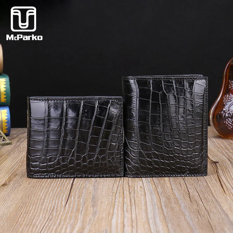 Carteira de Couro dos Homens de Luxo Carteira de Pele de Jacaré Fina para o Homem Genuíno Crocodilo Curto Bifold Bolsa Moda Pequena Carteira Melhor Presente