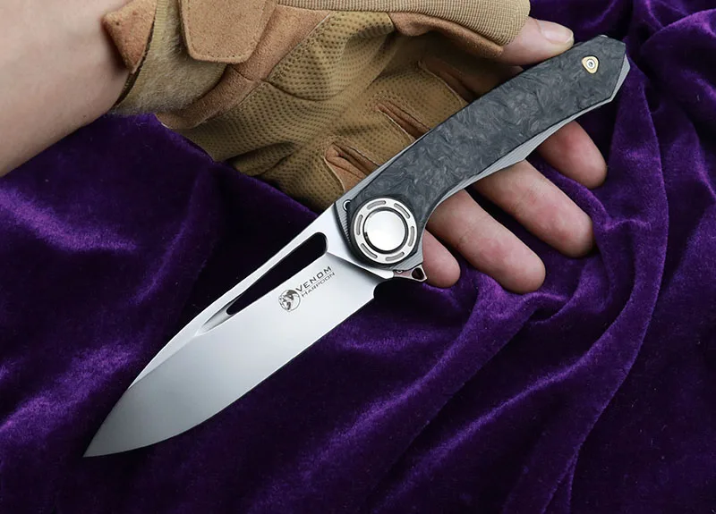 Складной Нож С флиппером и гарпуном VENOM M390, стальной титановый нож для кемпинга, охоты, выживания, карманные кухонные ножи для фруктов, инструмент для повседневного использования