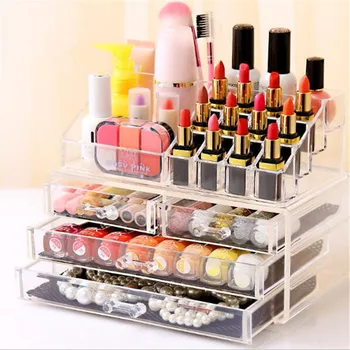 

New Multilayer Transparent Cosmetic Box Multi Function Jewel Acrylic Storage Box Organizer Make Up Storage Drawers Organizer Hot
