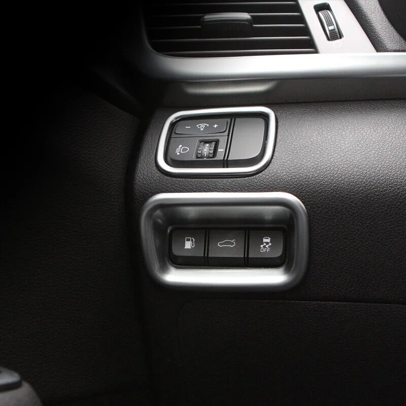 

Interior Headlight Lamp Switch Button Cover Trim 2pcs Car-Styling Sticker ABS Chrome For Kia Optima K5 2016 17 Car Accessories