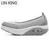 LIN KING loisirs femmes Swing chaussures bas Top sans lacet mocassins hauteur augmenter chaussures décontractées respirant femme baskets grande taille 42 ► Photo 1/6