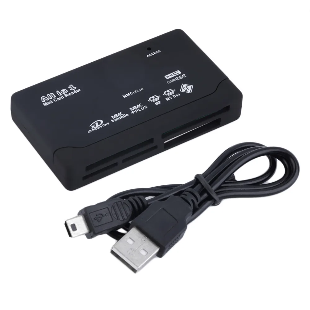Новые Горячие Черный Внешний USB 2.0 Multi Card Reader для XD MMC MS CF TF мини M2 Бесплатная доставка