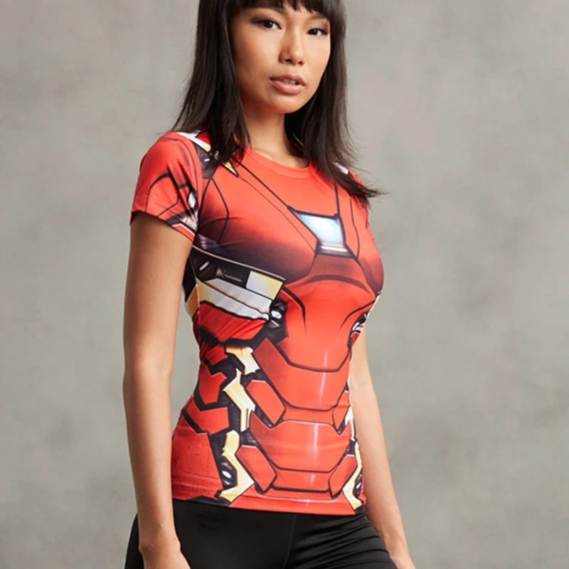 

Compression Shirt Iron Man 3D Printed T-shirts Women Slim Short Sleeve Captain America Cosplay Costume For Ladies Tops Female