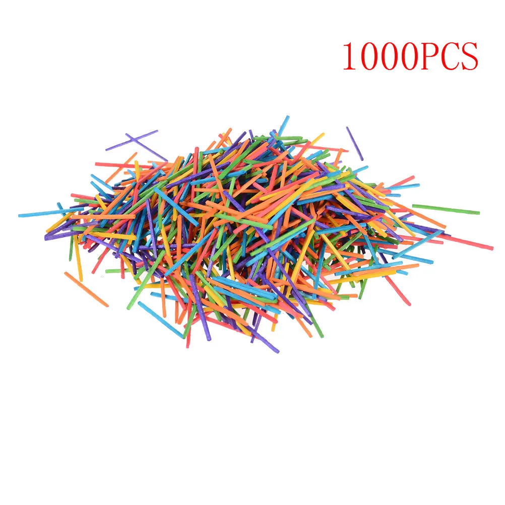 

1000Pcs Wooden Matchsticks DIY Matchsticks Rainbow Colour Match Sticks Mini Craft Sticks Blocks High Quality