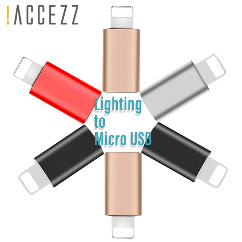 

!ACCEZZ Micro USB Female To 8 Pin Male For Apple Adapter For iphone X XS XR 8 7 6S Plus PC Data Charging OTG Converter Connector