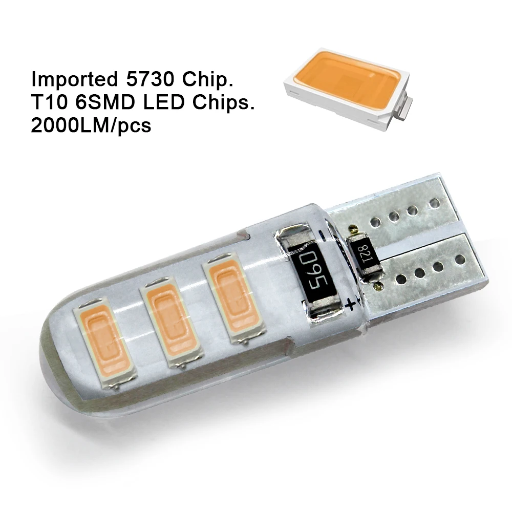 Современный автомобильный силиконовый чехол 10xT10 6SMD 5630 Светодиодный парковочный