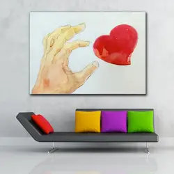 Embelish Бесплатная доставка руку и сердце стены Плакаты для Гостиная HD холст акварельной живописи Домашний Декор ручной рисовать картинки