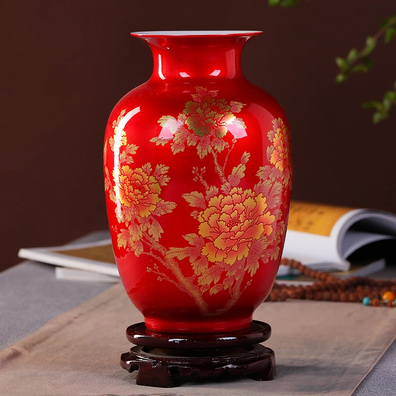 New Chinese Style Vase Jingdezhen Classical Porcelain Crystal Glaze Flower Vase Home Decor