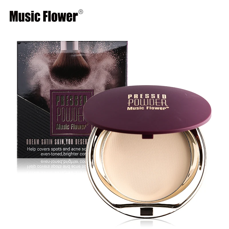 Voucher Price of  Music Flower Natural Pressed Make Up Face Powder Foundations Oil-control Brighten Concealer Whiteni