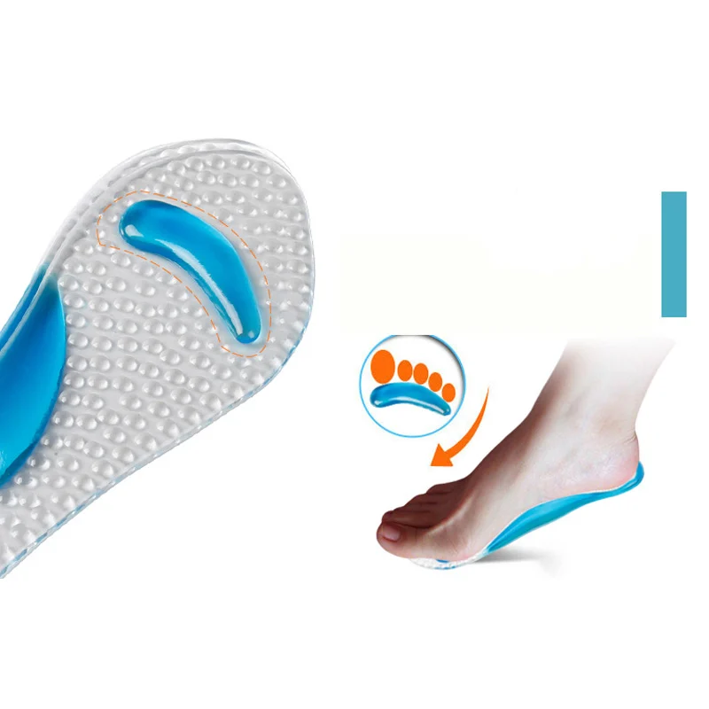 Herramienta para el cuidado de los pies de Gel de silicona pies planos almohadillas de apoyo para arco ortopédico plantillas antideslizantes para aliviar el dolor tacones altos pad 1 par