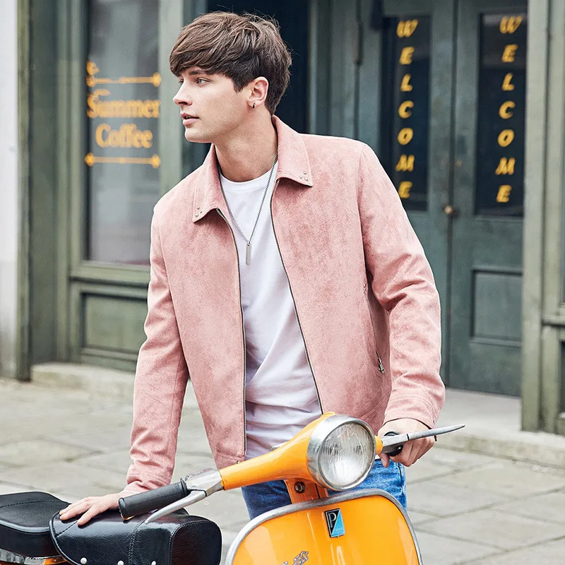 pink suede jacket mens
