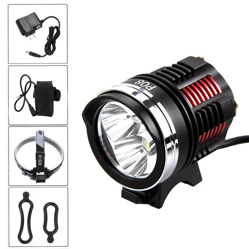 10000Lumen 3x CREE XM-L2 LED Rechargeable Bike light Front Bicycle Headlight with 8.4V Battery Pack A30