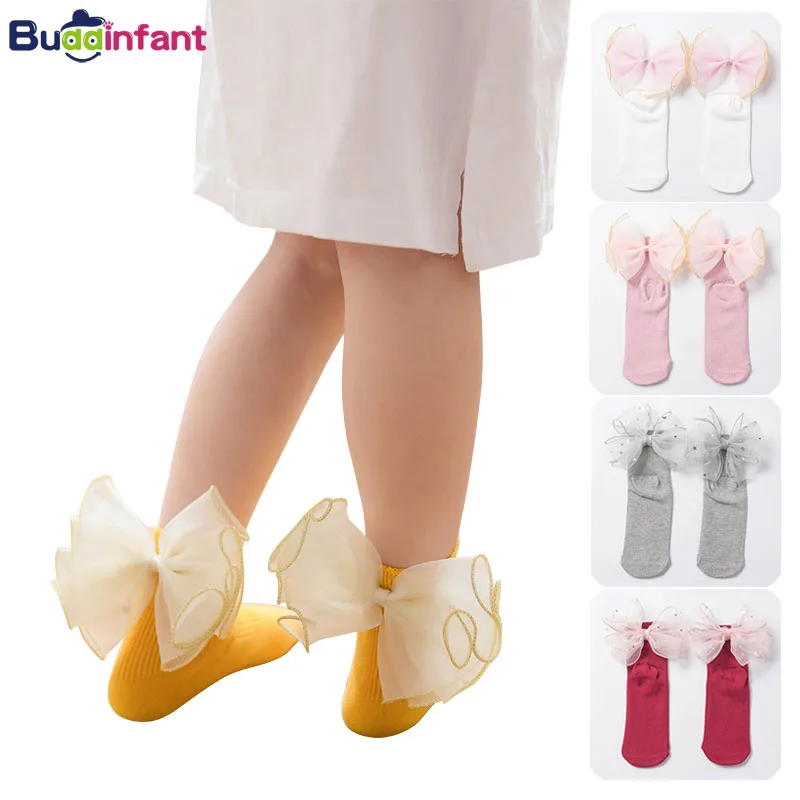 Girls Socks Lace Ruffles Sock With Bow Frilly Kids Cotton Soft Ankle