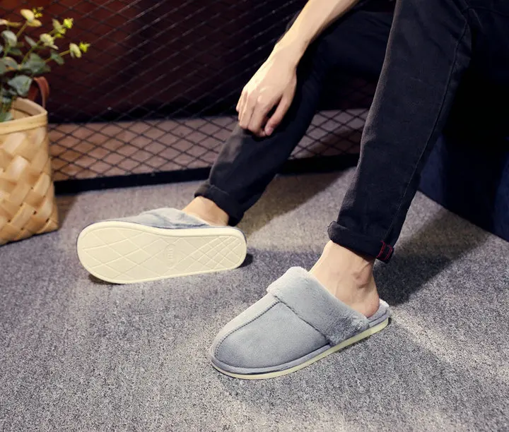 New Arrival Durable Home Slippers Unisex Micro Suede Upper Sheepskin Warm Comfortable Fur Plush Winter Slippers (4)