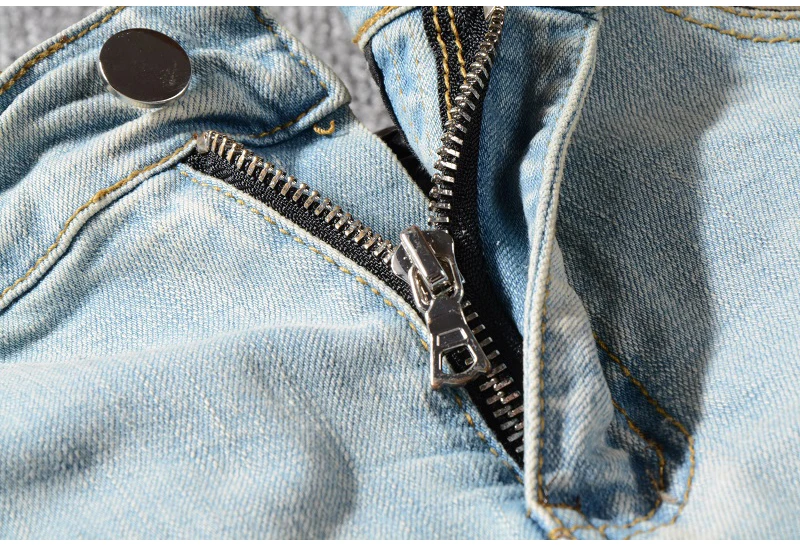 jeans luz azul buracos rasgado magro estiramento calças jeans