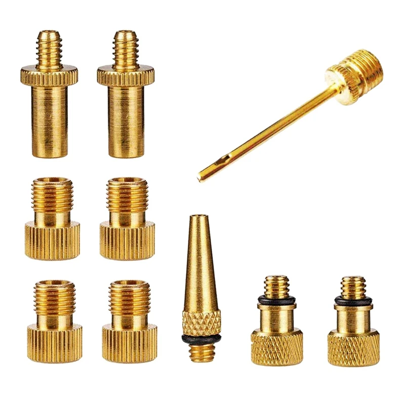 

Bicycle Valve Adapter Set Car Valve Adapter Kit Set For Bike Floor Pump Air Mat Ball Pump Needle Nozzle Kit 10Pcs