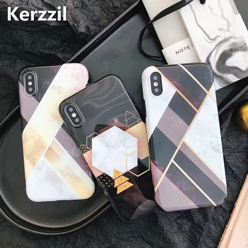 

Kerzzil Pyramid Geometry Marble Phone Cases For iPhone 8 Plus Soft TPU Silicone Case Cover For iPhone 6 6s 7 8 Plus For iPhone X