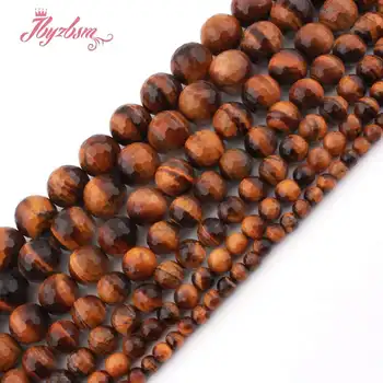 

6 8 10 12mm Round Tiger Eyes Beads Yellow Faceted Natural Stone Beads For DIY Necklace Bracelet Jewelry Making 15" Free Shipping