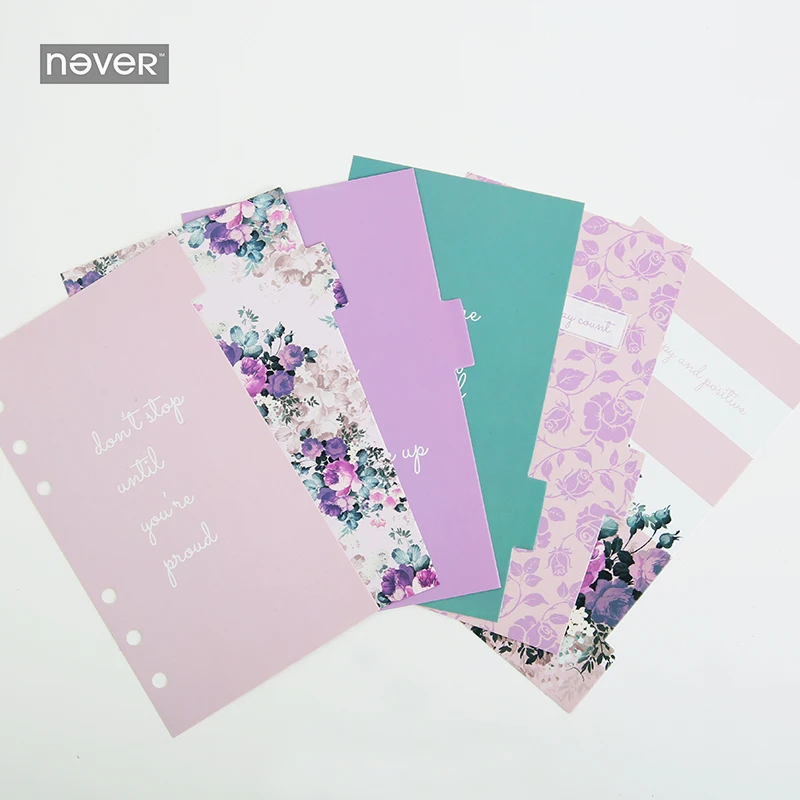 

Hot Selling 6 Sheets/Set Handbook Separator Page Pink R Inner Paper Index Page Index Paper Refill Flyer Agenda Planner