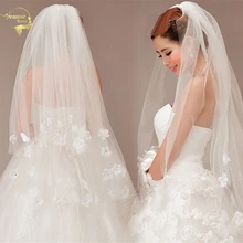 110 см длинные! Новая мода!! Лидер продаж! Фата свадебная фата Свадебные аксессуары цветок вуаль OV3912