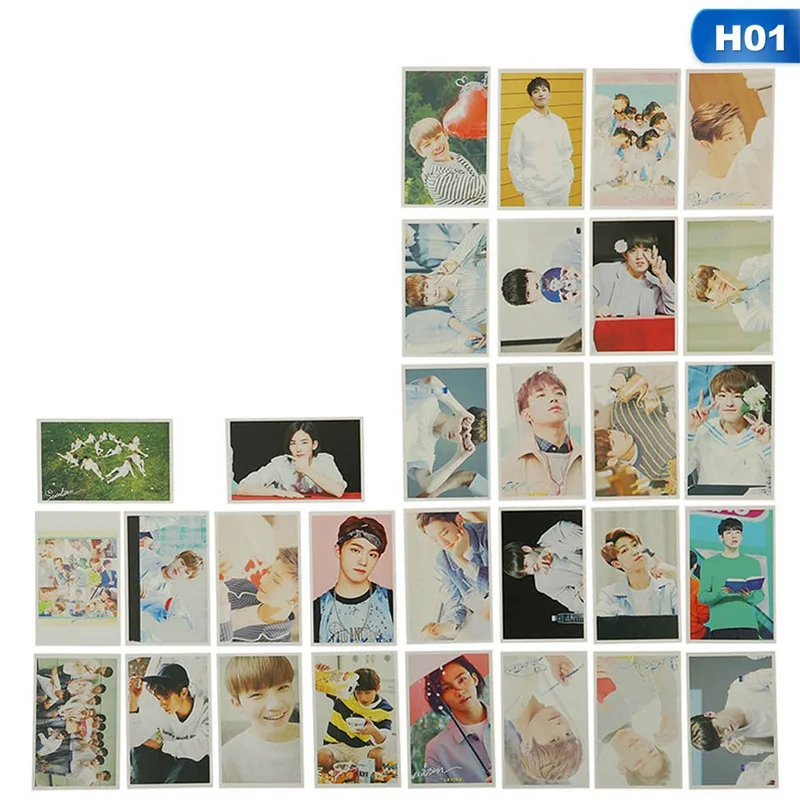 30PCS/SET New Arrival K-POP SEVENTEEN Ablum LOVE&LETTER LOMO Cards New Fashion Self Made Paper Photo Cards - Цвет: 01