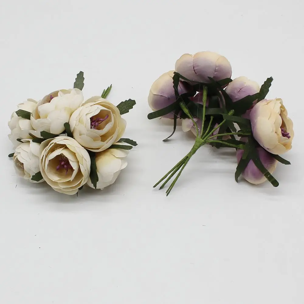 6 шт./лот, искусственные розы, шелковые цветы, пионы, свадебный букет, Свадебный декор, розы для скрапбукинга своими руками