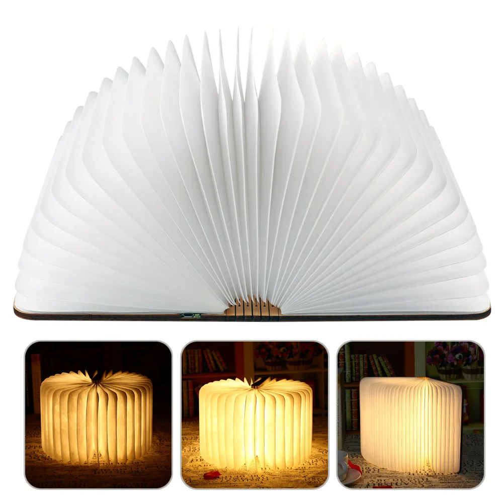 

New Novelty Wood Turning books Nightlight USB rechargeable LED folding lamp book creative fashion gift table lamp