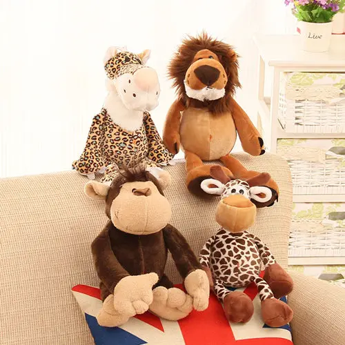 free shipping plush animals jungle tiger leopand lion giraffe toys kids gift birthday Christmas 5