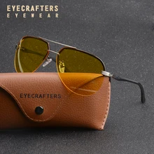 Брендовые солнцезащитные очки пилота, мужские антибликовые очки для ночного вождения, мужские поляризованные солнцезащитные очки UV400, очки ночного видения