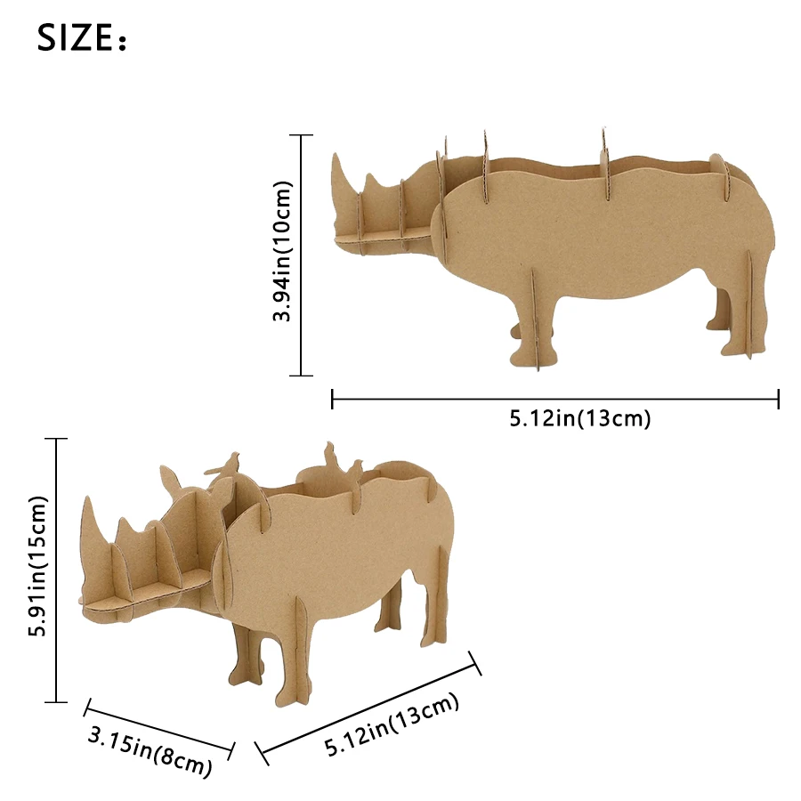 Rhino Пазлы Модель наборы игрушки DIY Каракули Коробка для хранения 3D сборки головоломка игра игрушки для детей развивающие хобби подарок украшение