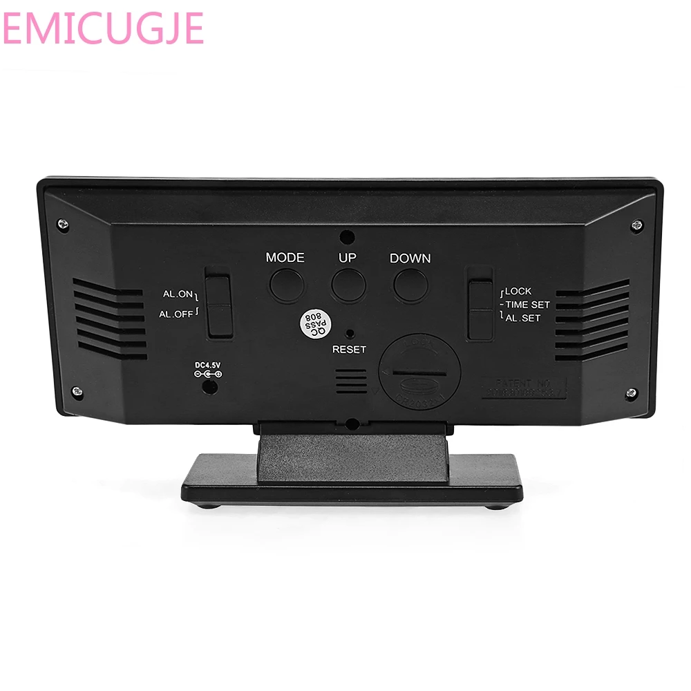 Mesa de escritorio electrónica reloj Digital espejo reloj de superficie con gran pantalla LED puerto USB para dormitorio