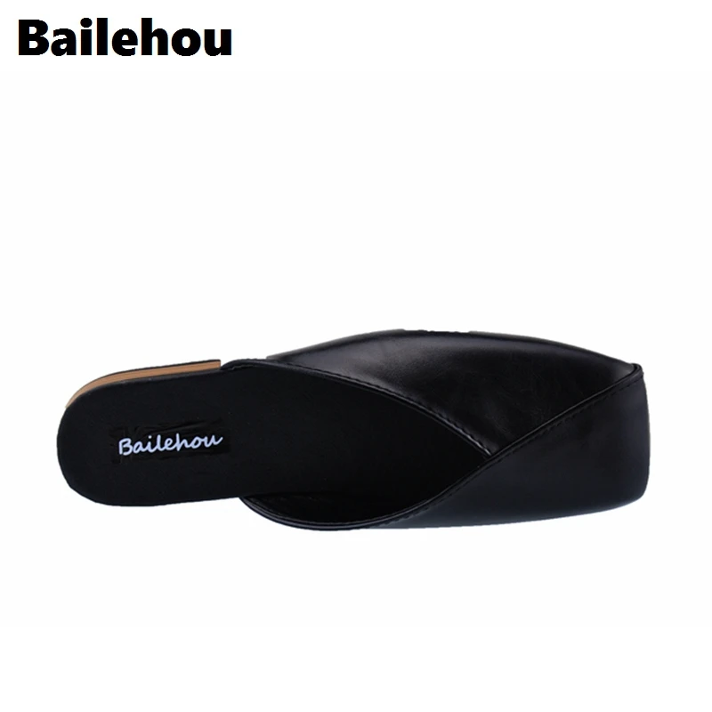 Bailehou/модные женские шлепанцы без шнуровки на плоской подошве низком квадратном