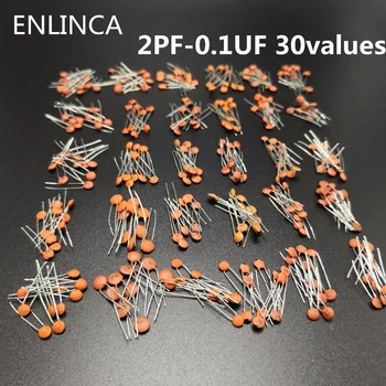 

300pcs/lot 50V 2PF-0.1UF 30 valuesX10pcs ceramic capacitor Assorted Kit Electronic Components Package 2pF 30pF 100pF 1nF 10nF