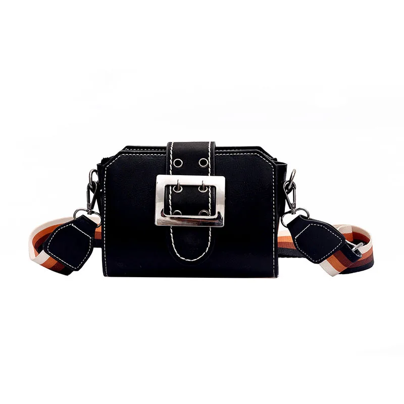 HOCODO брендовые сумки для женщин широкий плечевой ремень Ретро Маленькая квадратная сумка женская сумка почтальон роскошные сумки Bolso Femenino - Цвет: Black