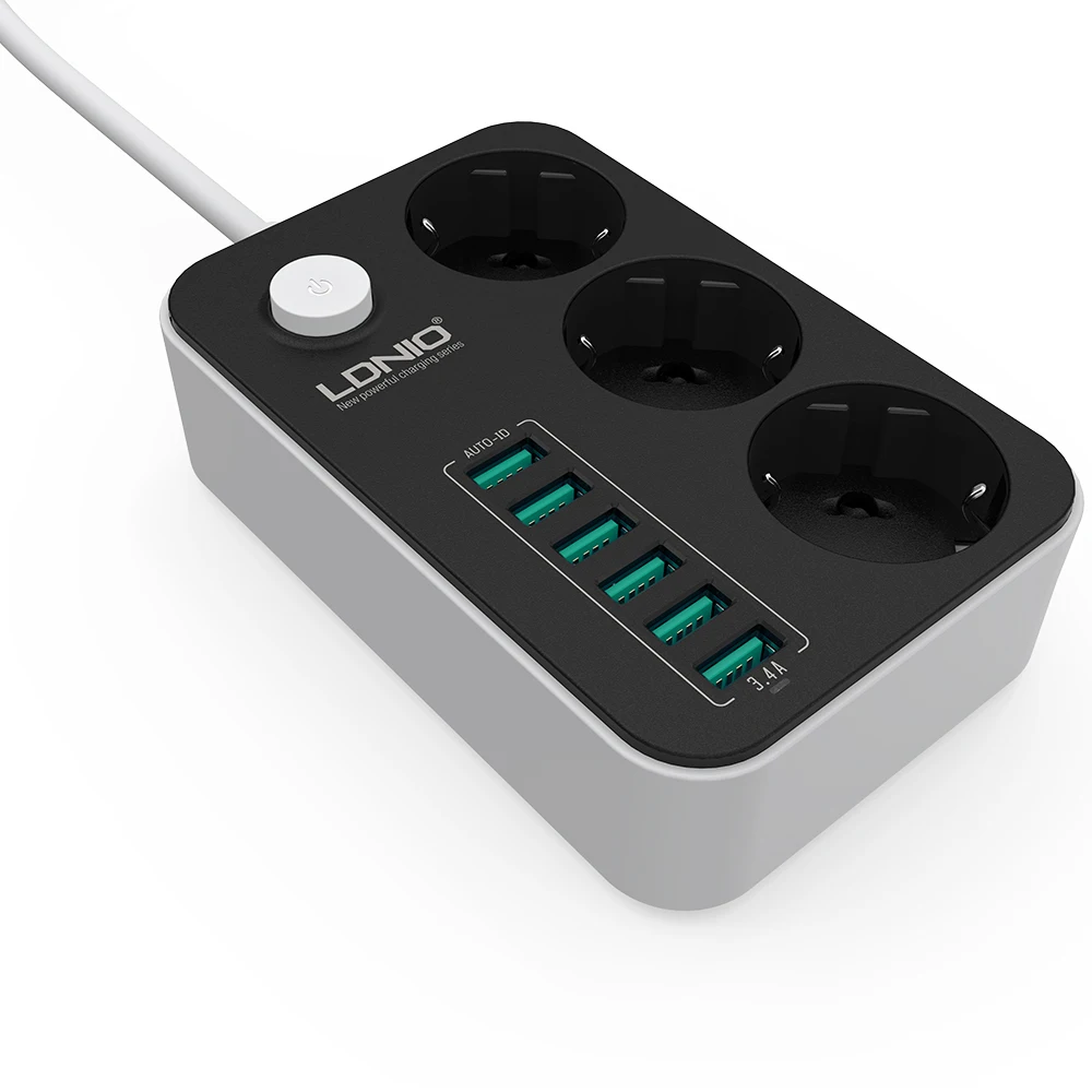 LDNIO SE3631 3 розетки ЕС AC розетка удлинителя 6 портов Usb (разъем) настольный Мощность