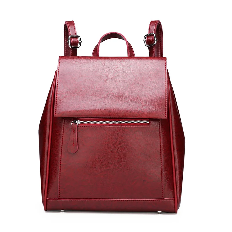 

Retro Women leather Backpack Casual Black Bagpack School Bags For Teenage Girls Multifunction Shoulder 2019 new RISMIT