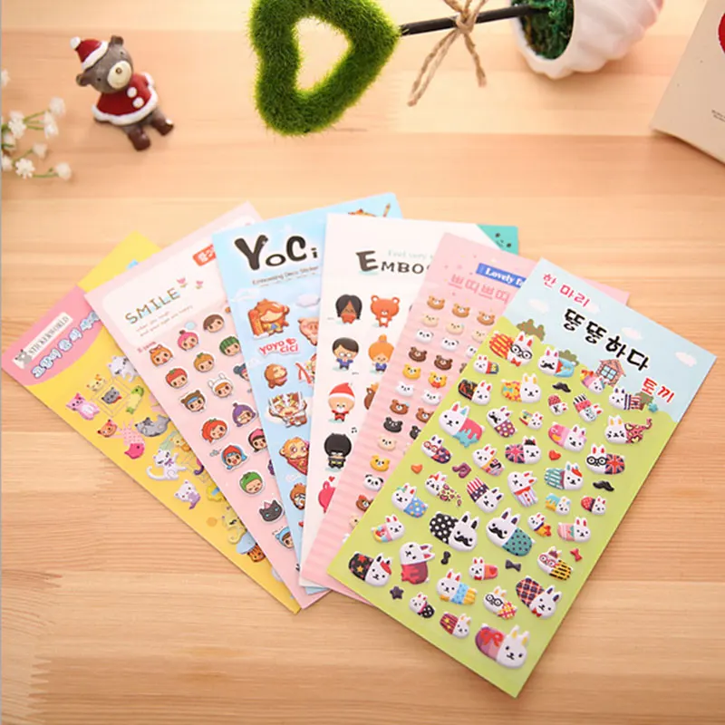 

3pcs/ lot Cute Creative transparent PVC Animal Expression sticker child kawaii diy toy Calendar Album Deco Cartoon bubble Stic