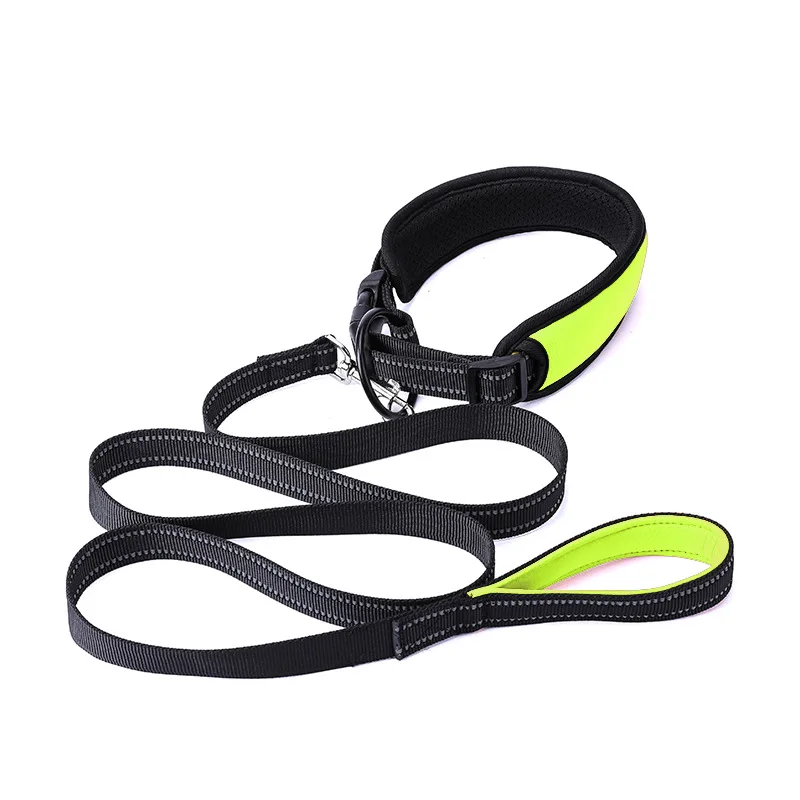 Dog traction collar collar suit large dog medium-sized neck collar golden hair small neck kennel traction rope Reflection PU