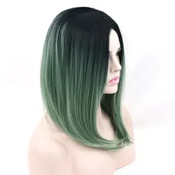 Soowee 11 Цвета черный зеленый Ombre волос Синтетический волос Боб парик для Для женщин прямые волосы Косплэй парики аксессуары для волос