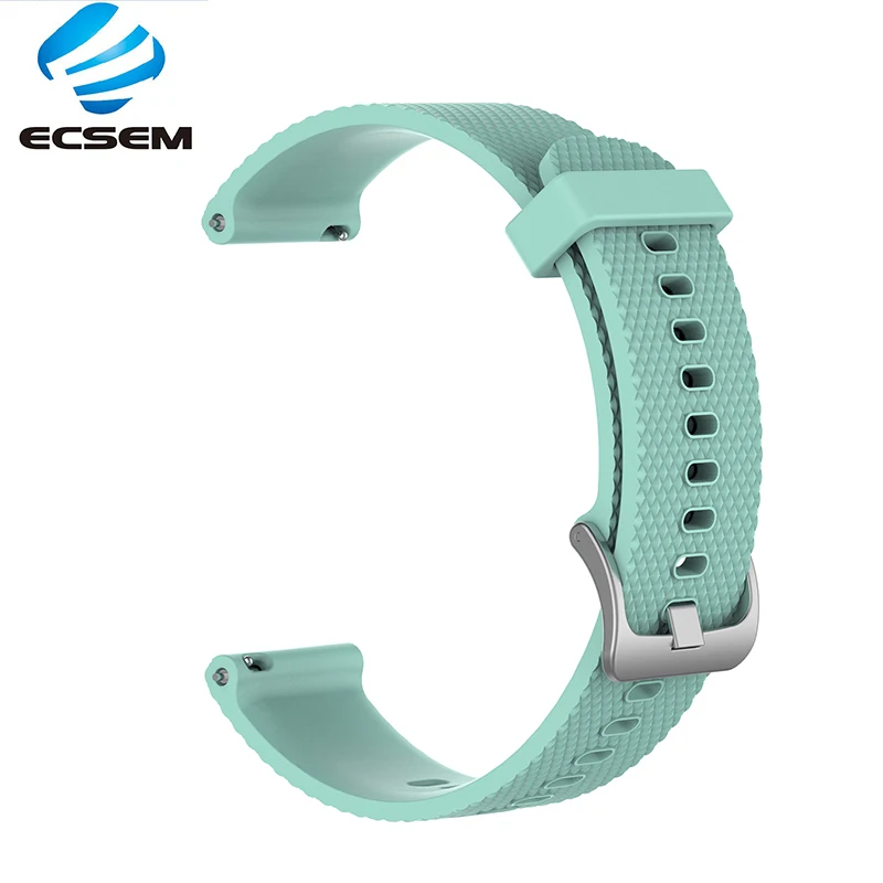 

ECSEM watch band for Ticwatch S2 silicone rubber texture strap Solid color smart watch band 22mm L S size choose