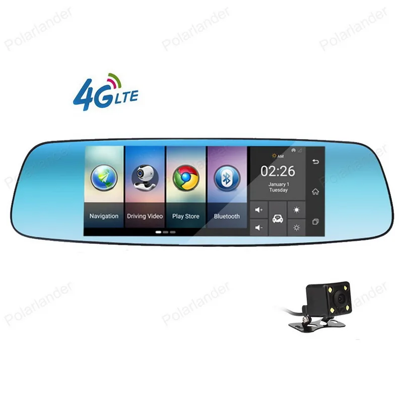 Dash cam Registrar black box 7 Inch with two cameras mirror Android 5.1  4G Car DVR Camera Video recorder