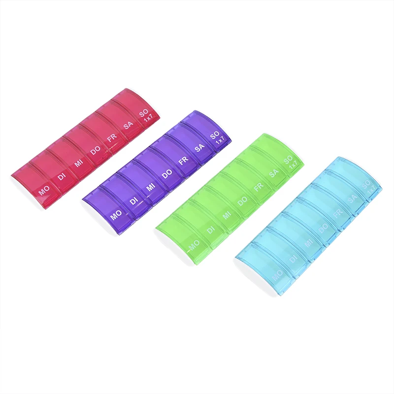 

HOT Portable 7 Days Weekly Pill Organizer Tablet Pill Storage Box Plastic Medicine Box Splitters Case Health Care Tool Random