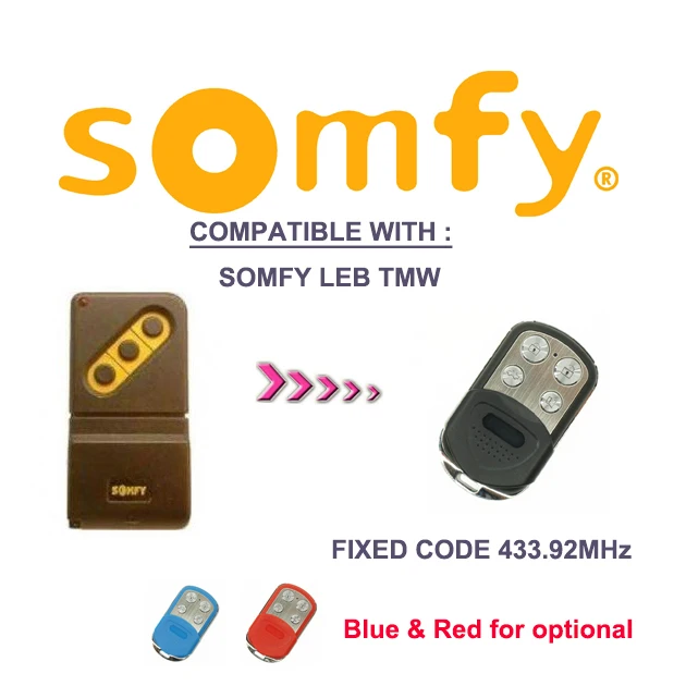 Somfy leb tmw4 433 мГц фиксированный код Замена дистанционного управления не плавающий код