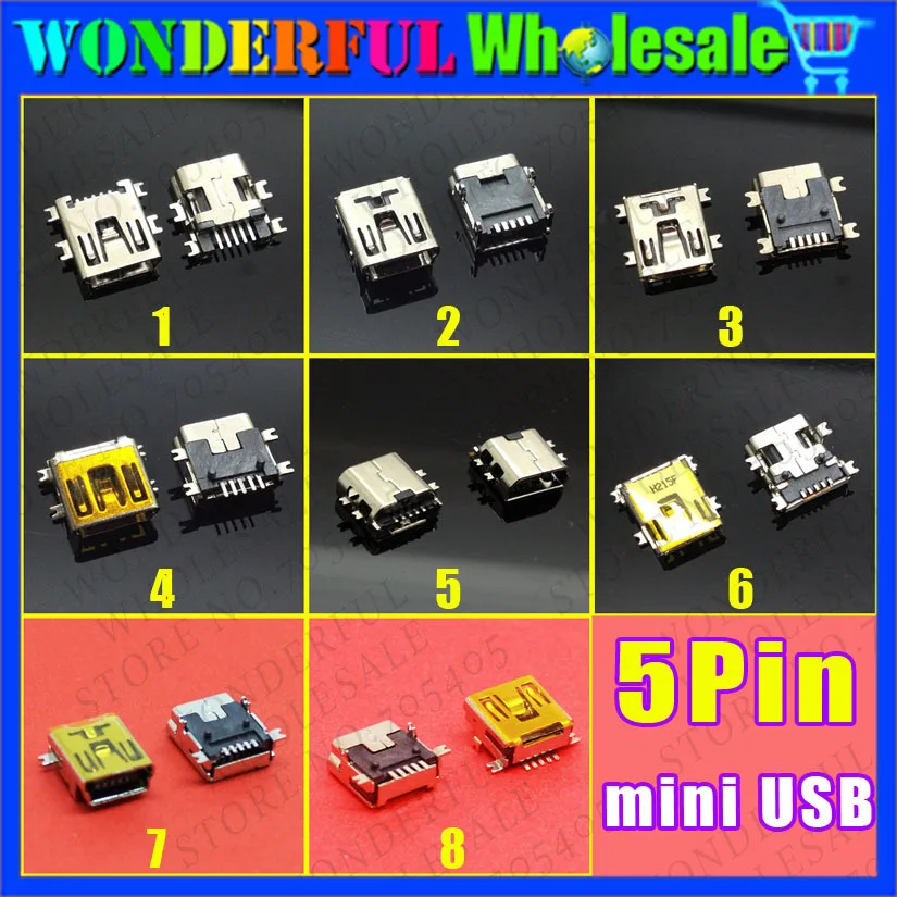 

1x 5P Mini USB Jack USB Socket,5pin,8models