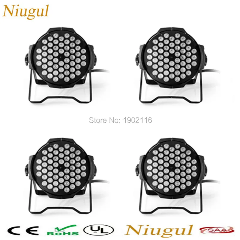 

Сценический прожектор Niugul 4 шт./лот DMX LED Par 54X3W RGBW, сценический прожектор с затемнением, стробоскоп, световой эффект для дискотеки, диджея, вечеринки, шоу Par LED