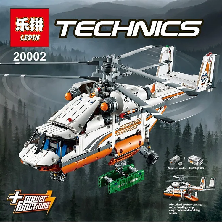 ФОТО 2016 lepin 20002 1060pcs technic high load heavy lift helicopter model building kit minifigure blocks bricks toy gift with 42052